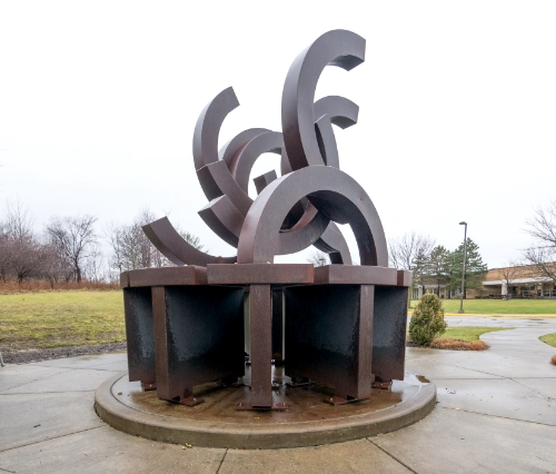 The David Berger Memorial sculpture in Beachwood, Ohio